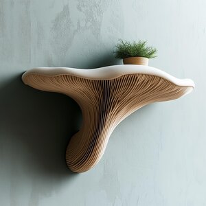 Mushroom Floating Wall Shelf | 3D Printed Organic Wall Decor | Nature Inspired Home Accent Modern Wall Mounted Shelf