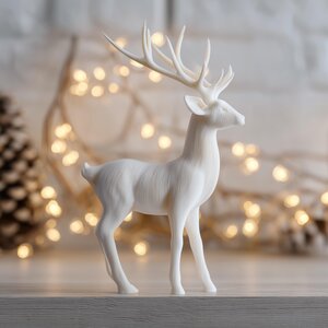 3D Printed Deer Figurine | Modern Minimalist Reindeer Sculpture | Unique Holiday Home Decor