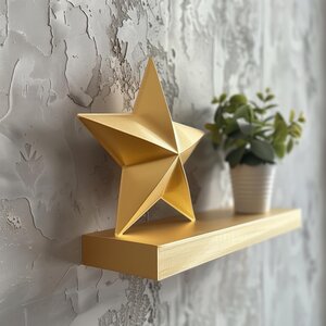 3D Printed Star Wall Shelf | Modern Decorative Floating Shelf | Minimalist Home Accent