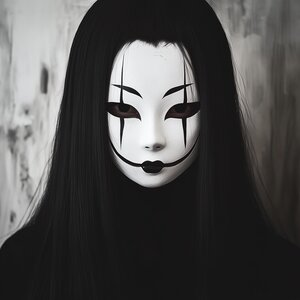Japanese Ghost Spirit Mask | Horror Cosplay Mask | Theater Creepy Phantom Mask