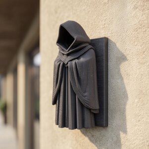 3D Printed Gothic Hooded Figure Wall Art