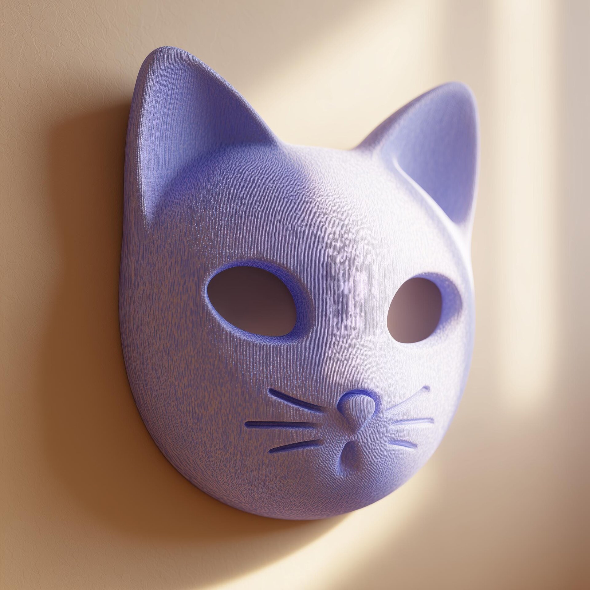 3D Printed Minimal Cat Face Wall Decor | Sculptural Accent