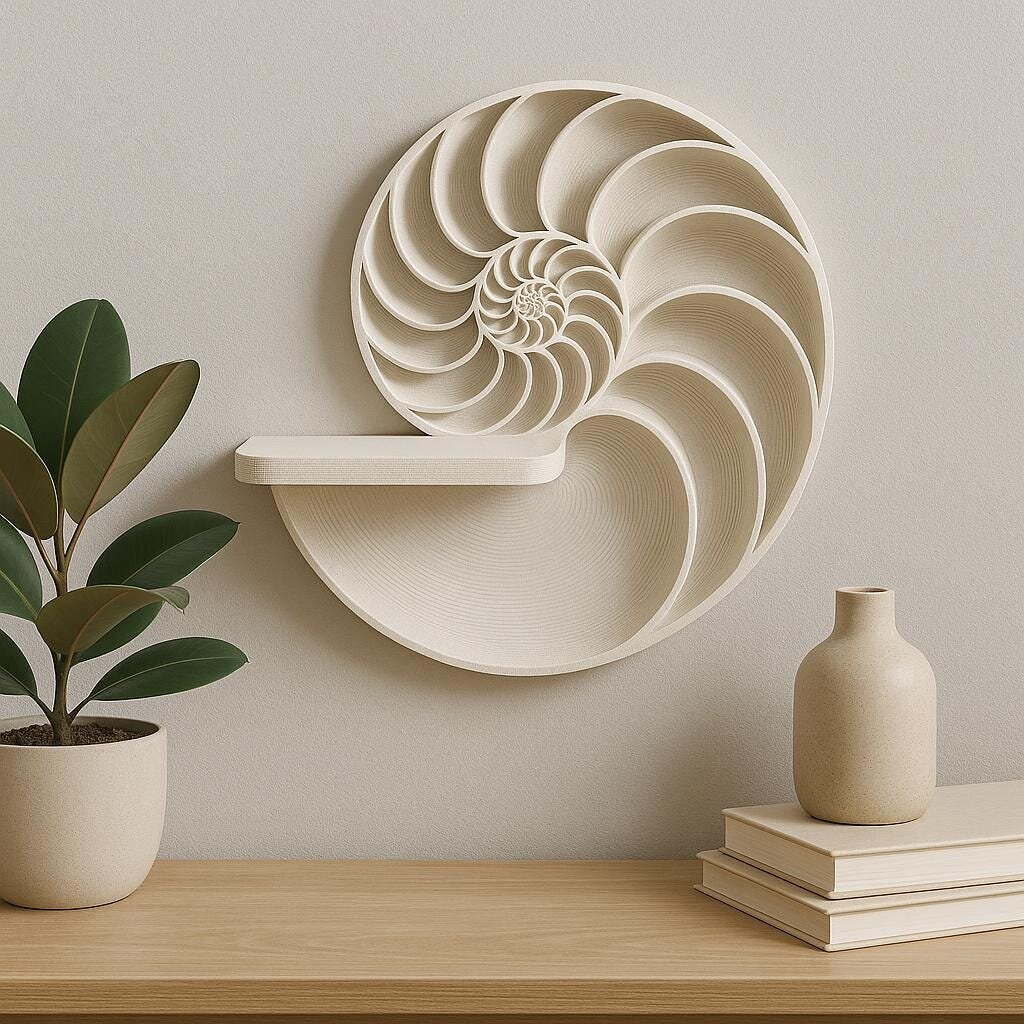 3D Printed Nautilus Spiral Wall Shelf